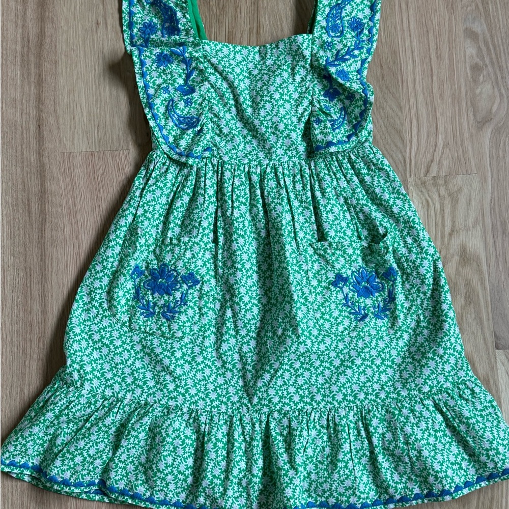 Mini Boden Green and Blue Floral Kids Dress